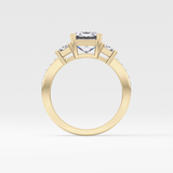 Emerald Three Stone & Pave Lab Grown Diamond Engagement Ring