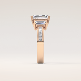 2.65 CT Emerald Shaped Three Stone Moissanite Engagement Ring