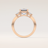 2.65 CT Emerald Shaped Three Stone Moissanite Engagement Ring