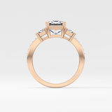 Emerald Three Stone & Pave Lab Grown Diamond Engagement Ring