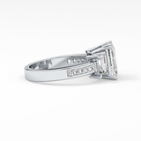 Emerald Three Stone & Pave Lab Grown Diamond Engagement Ring