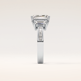 2.65 CT Emerald Shaped Three Stone Moissanite Engagement Ring
