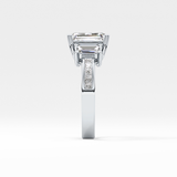 Emerald Three Stone & Pave Lab Grown Diamond Engagement Ring