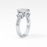 Emerald Three Stone & Pave Lab Grown Diamond Engagement Ring