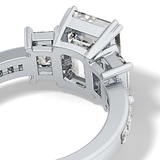 Emerald Three Stone & Pave Lab Grown Diamond Engagement Ring