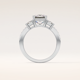 2.65 CT Emerald Shaped Three Stone Moissanite Engagement Ring