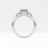 Emerald Three Stone & Pave Lab Grown Diamond Engagement Ring