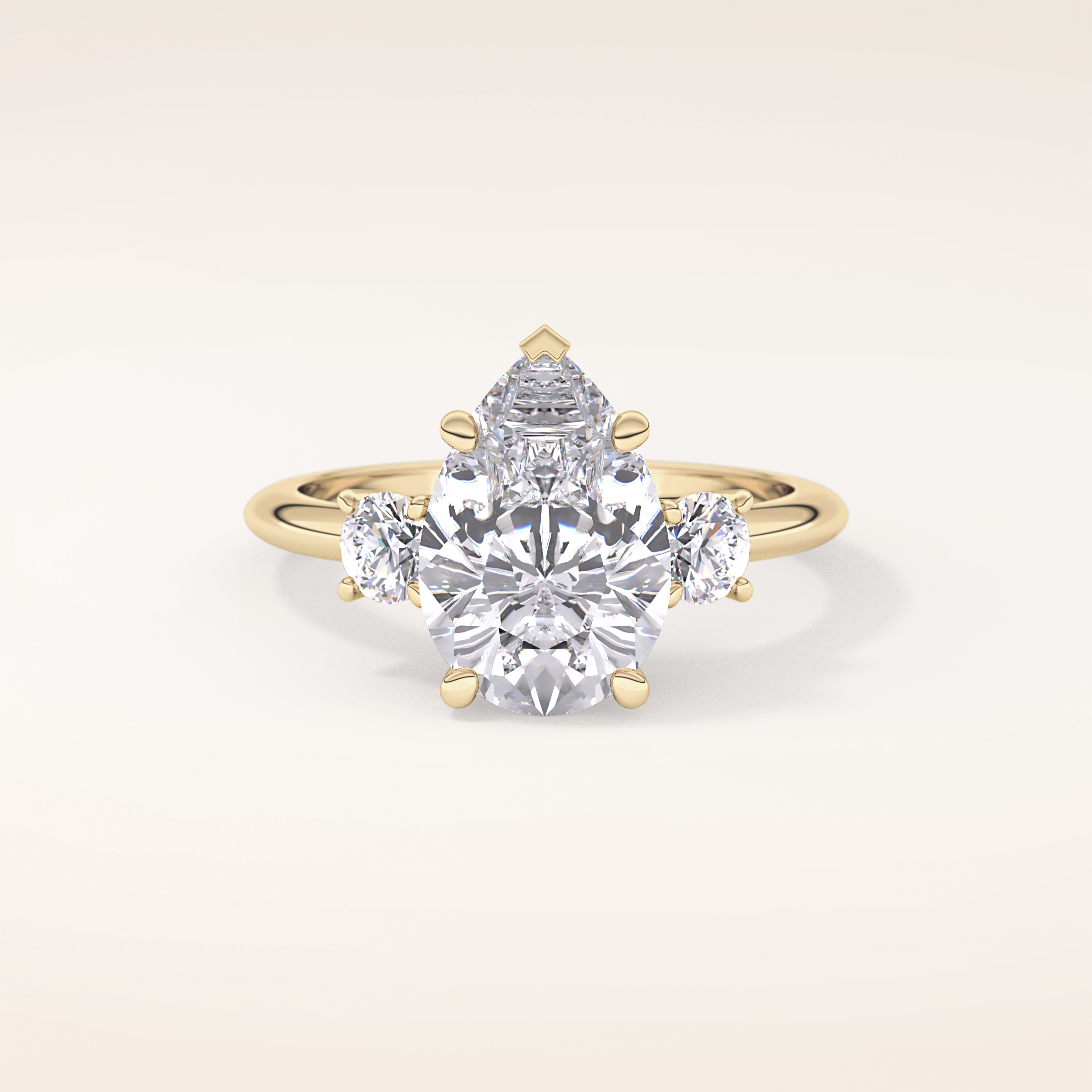 2.84 CT Pear Shaped Three Stone Moissanite Engagement Ring