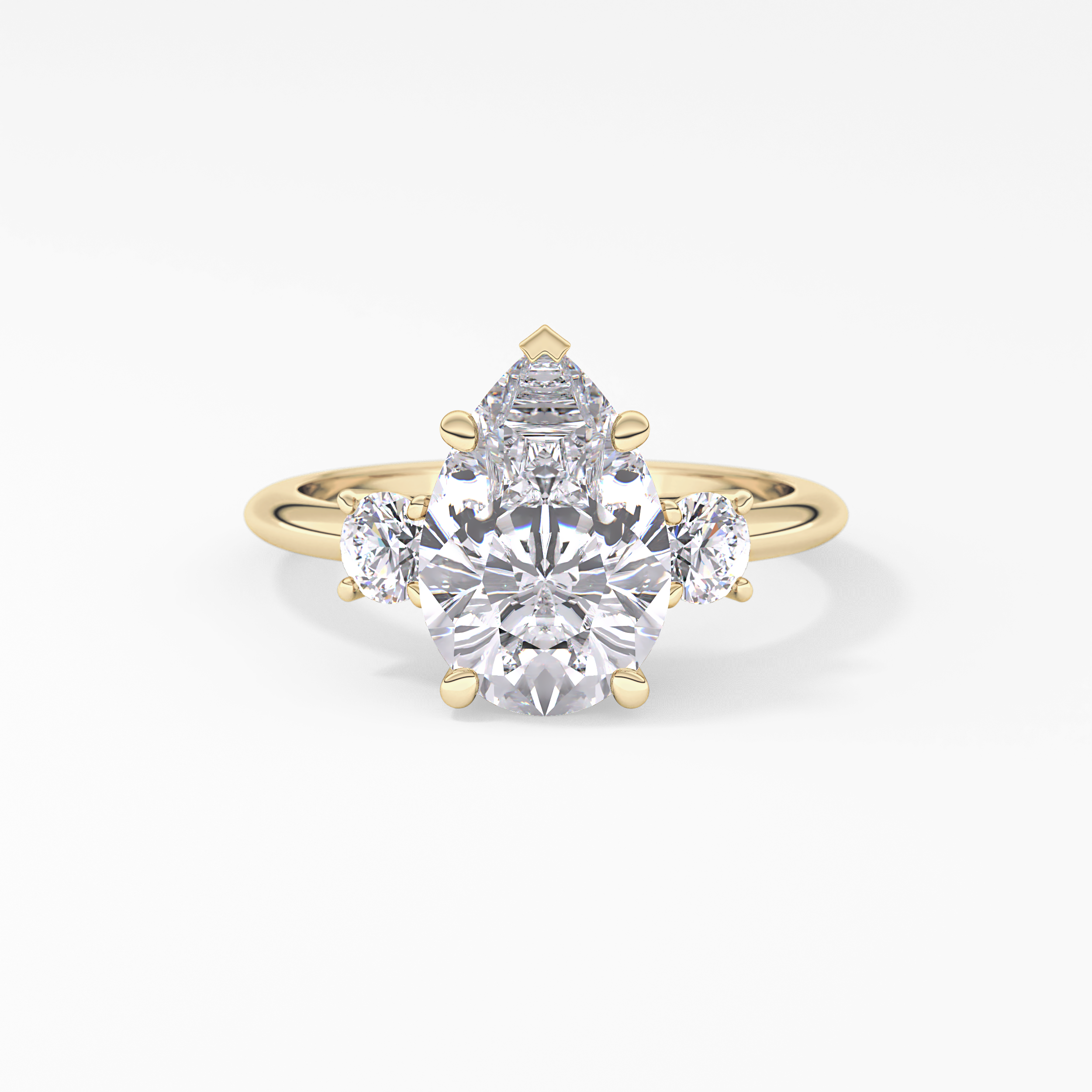 Pear Three Stone Lab Grown Diamond Engagement Ring
