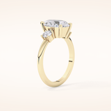 2.84 CT Pear Shaped Three Stone Moissanite Engagement Ring