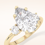 2.84 CT Pear Shaped Three Stone Moissanite Engagement Ring