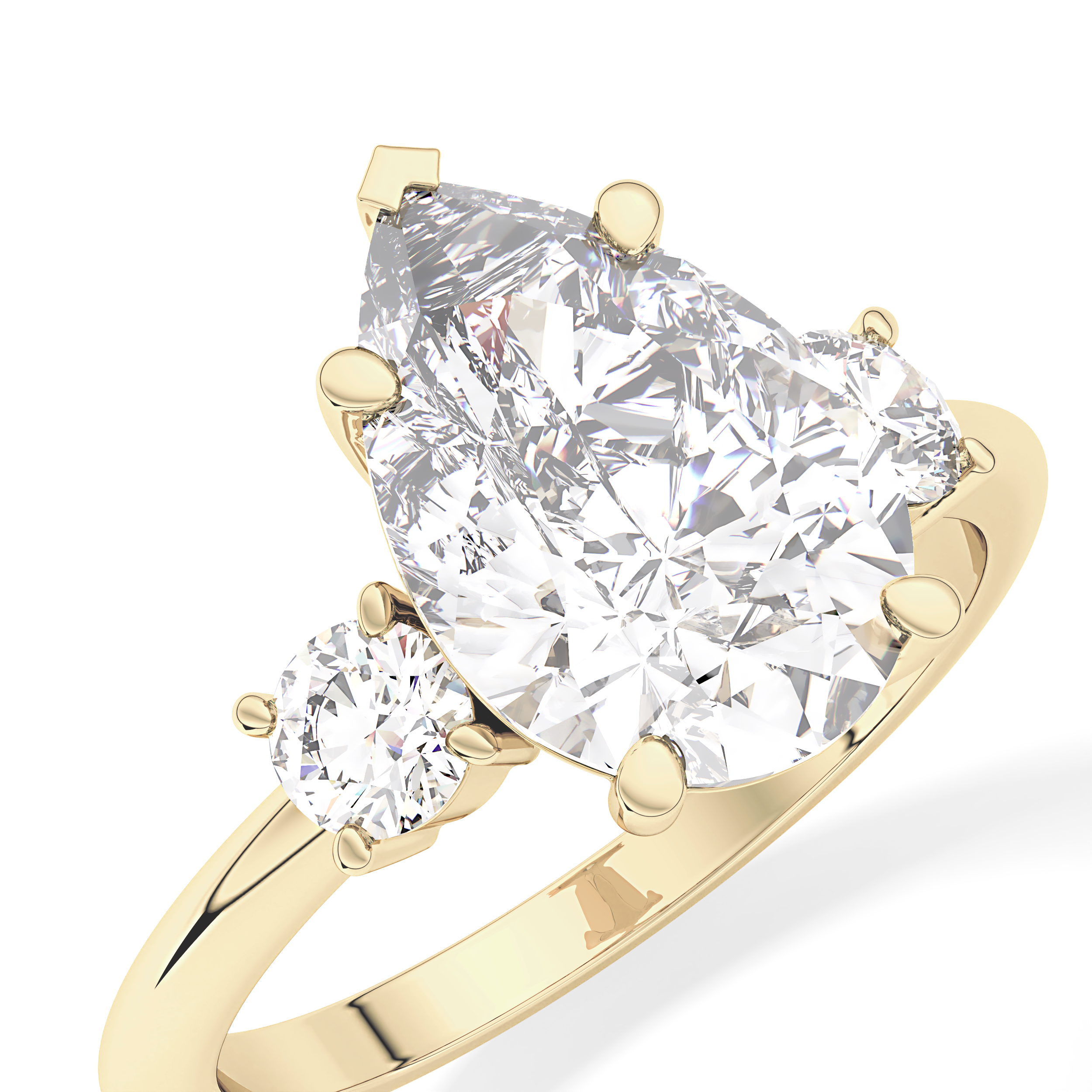 Pear Three Stone Lab Grown Diamond Engagement Ring