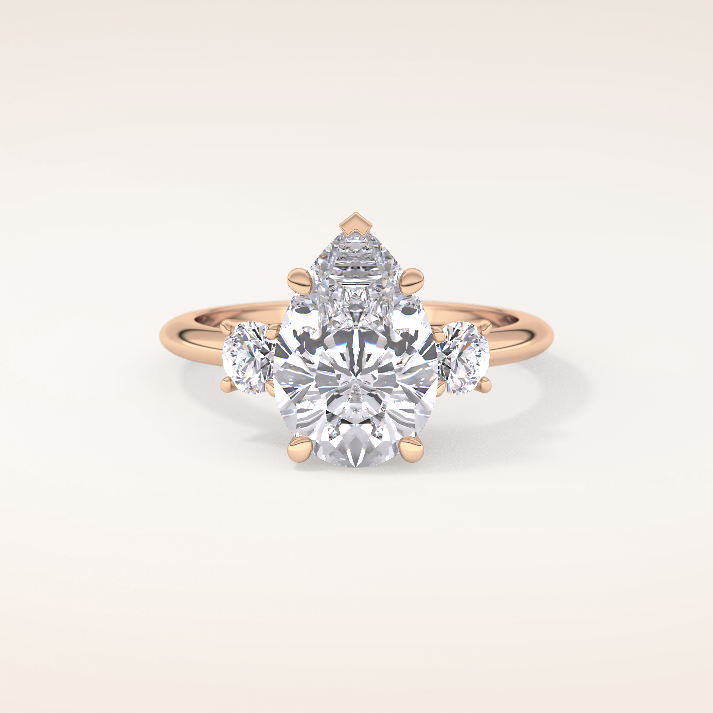 2.84 CT Pear Shaped Three Stone Moissanite Engagement Ring