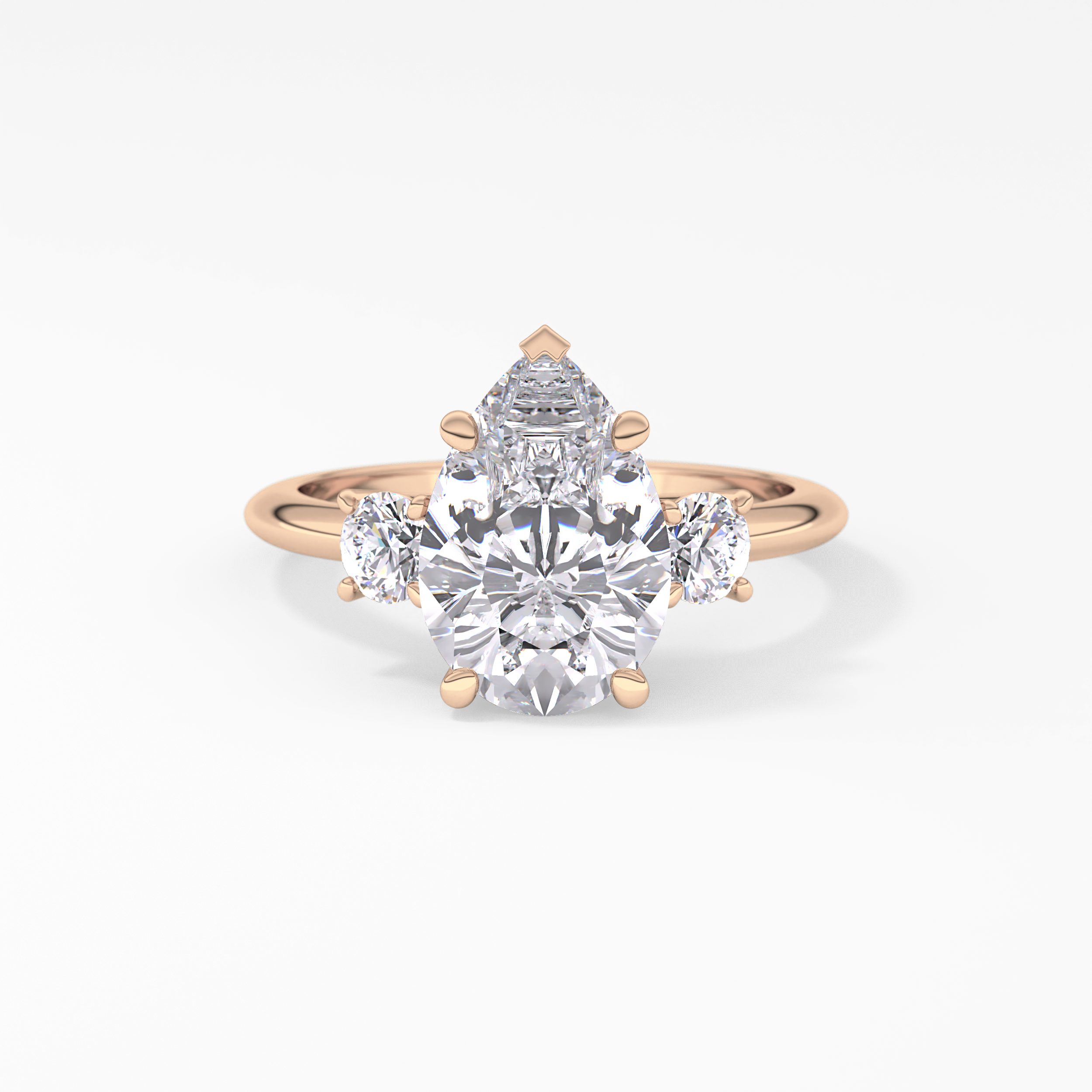 Pear Three Stone Lab Grown Diamond Engagement Ring