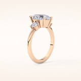 2.84 CT Pear Shaped Three Stone Moissanite Engagement Ring