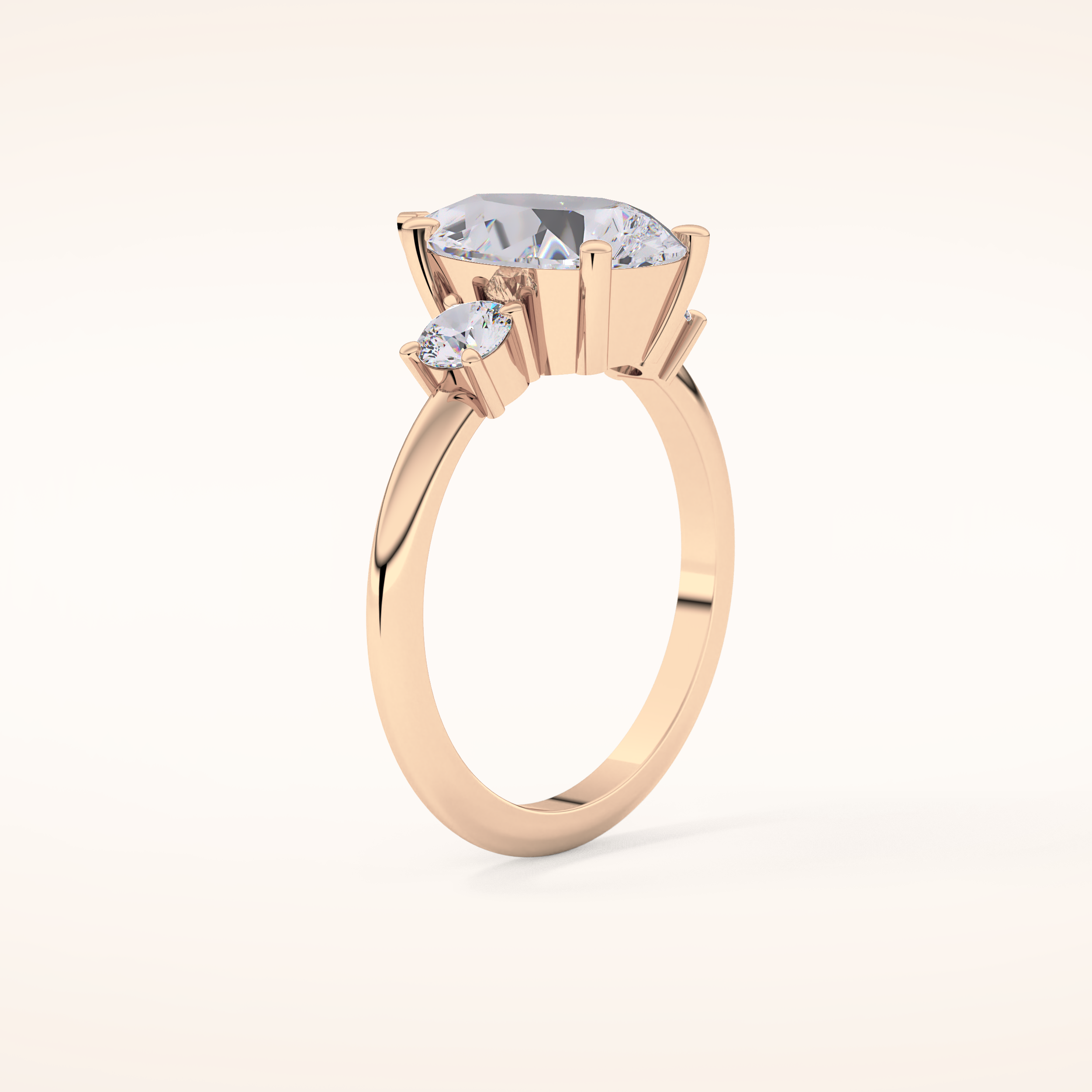 2.84 CT Pear Shaped Three Stone Moissanite Engagement Ring