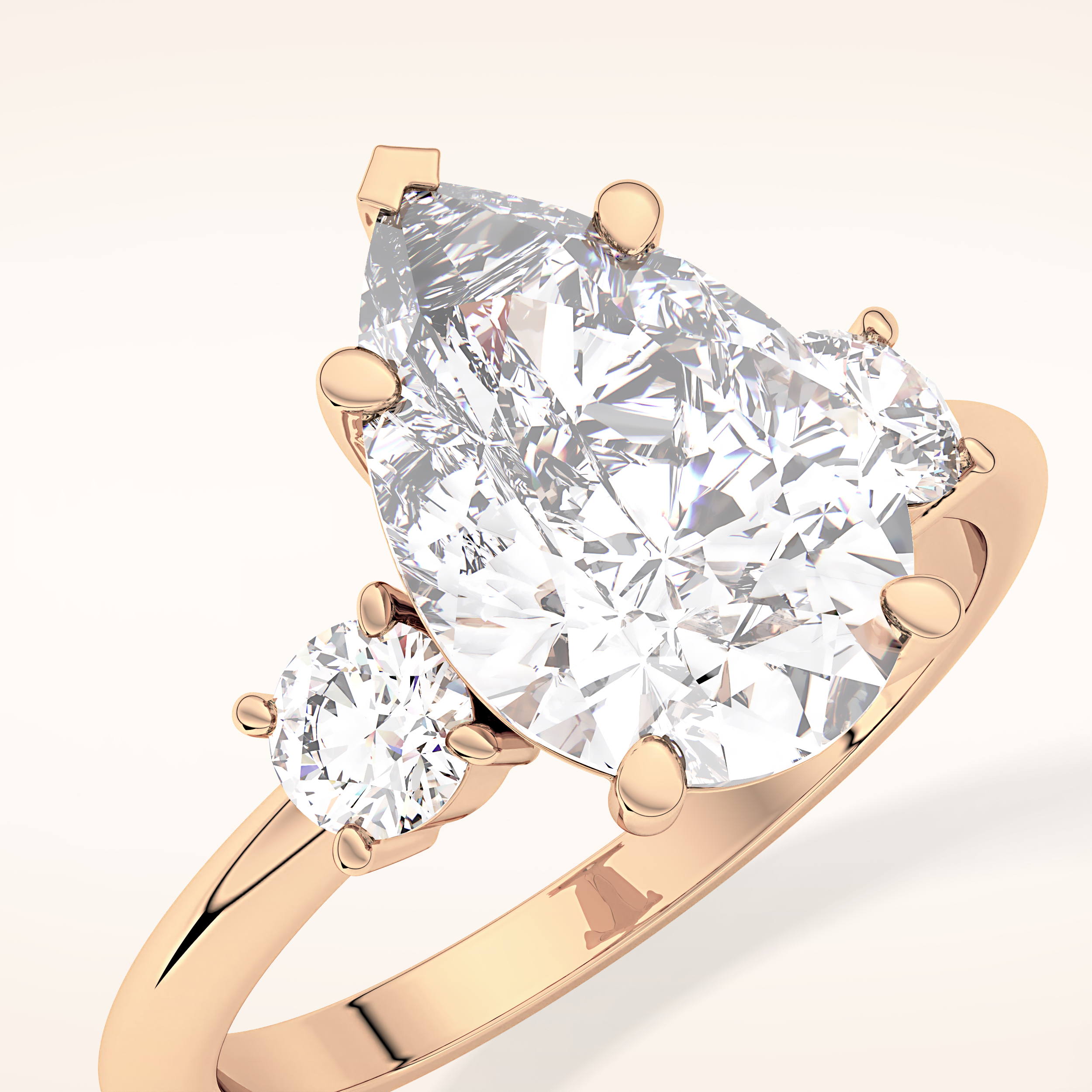 2.84 CT Pear Shaped Three Stone Moissanite Engagement Ring