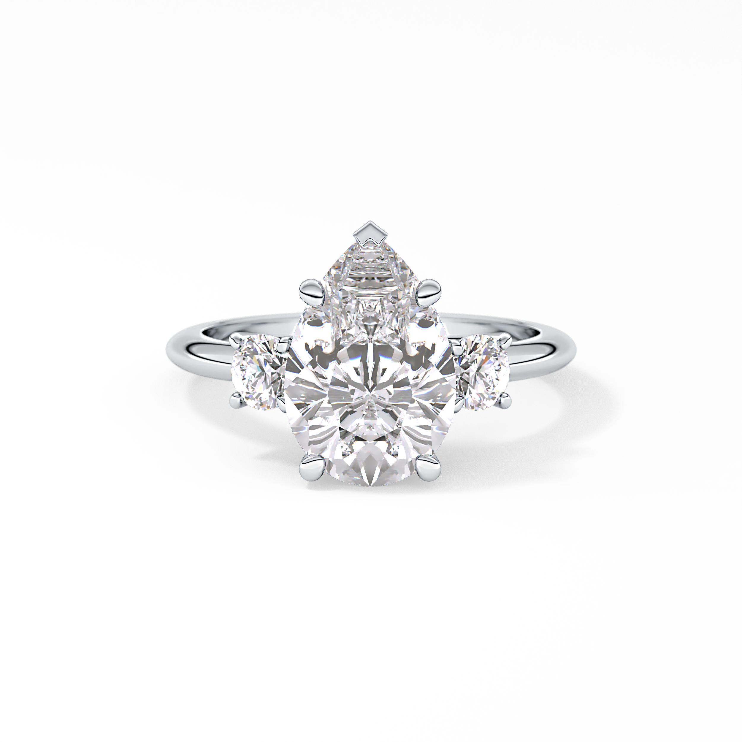 Pear Three Stone Lab Grown Diamond Engagement Ring