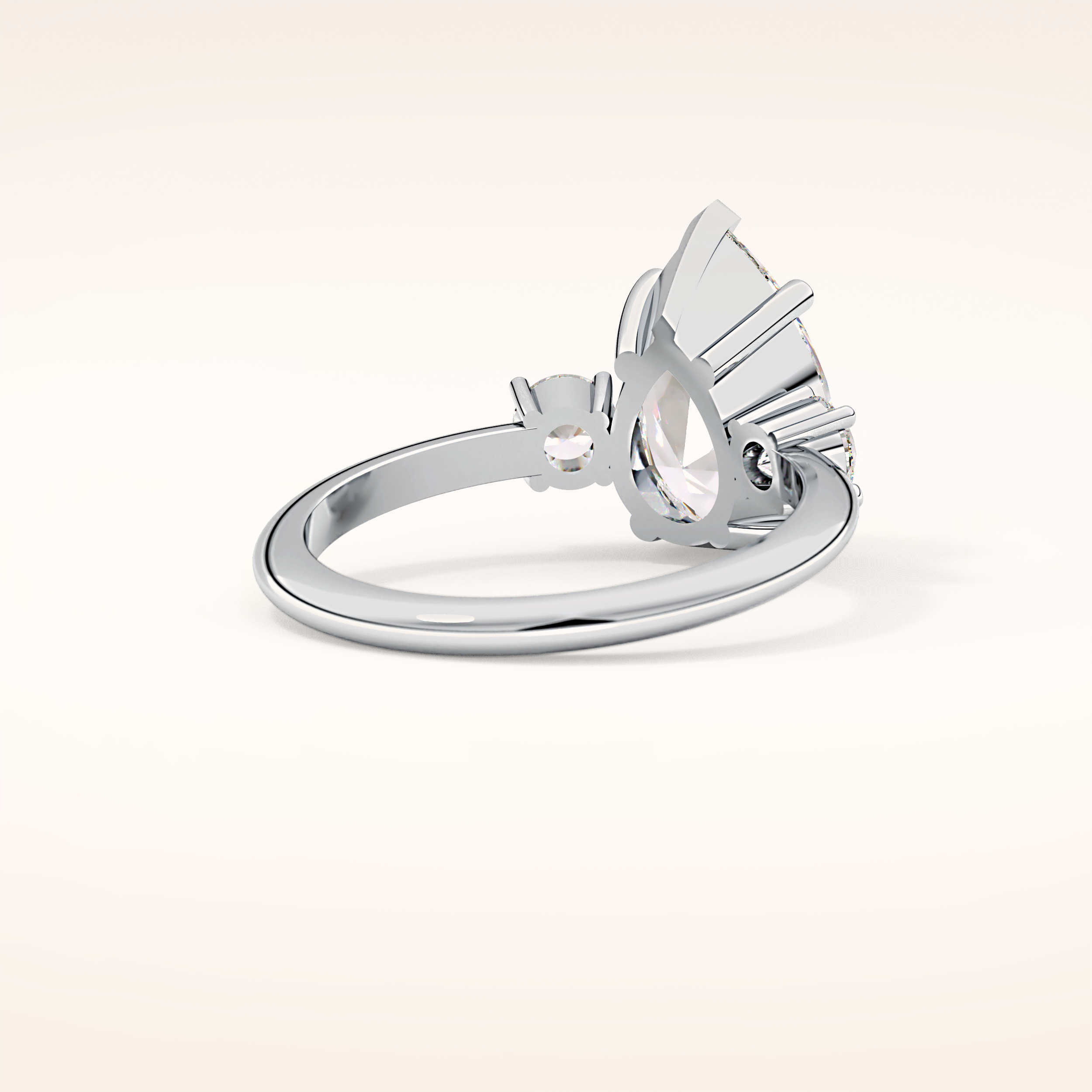 2.84 CT Pear Shaped Three Stone Moissanite Engagement Ring