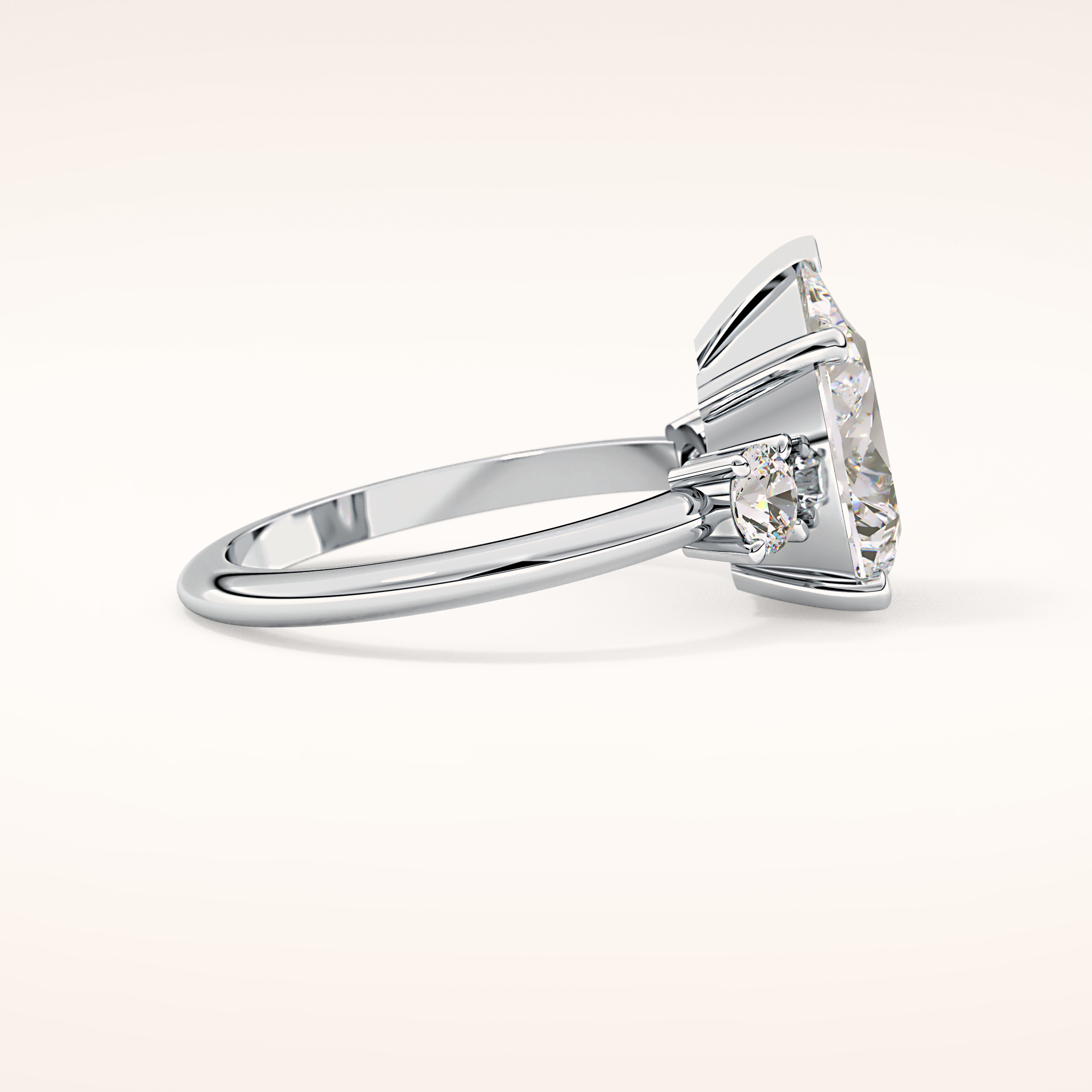 2.84 CT Pear Shaped Three Stone Moissanite Engagement Ring