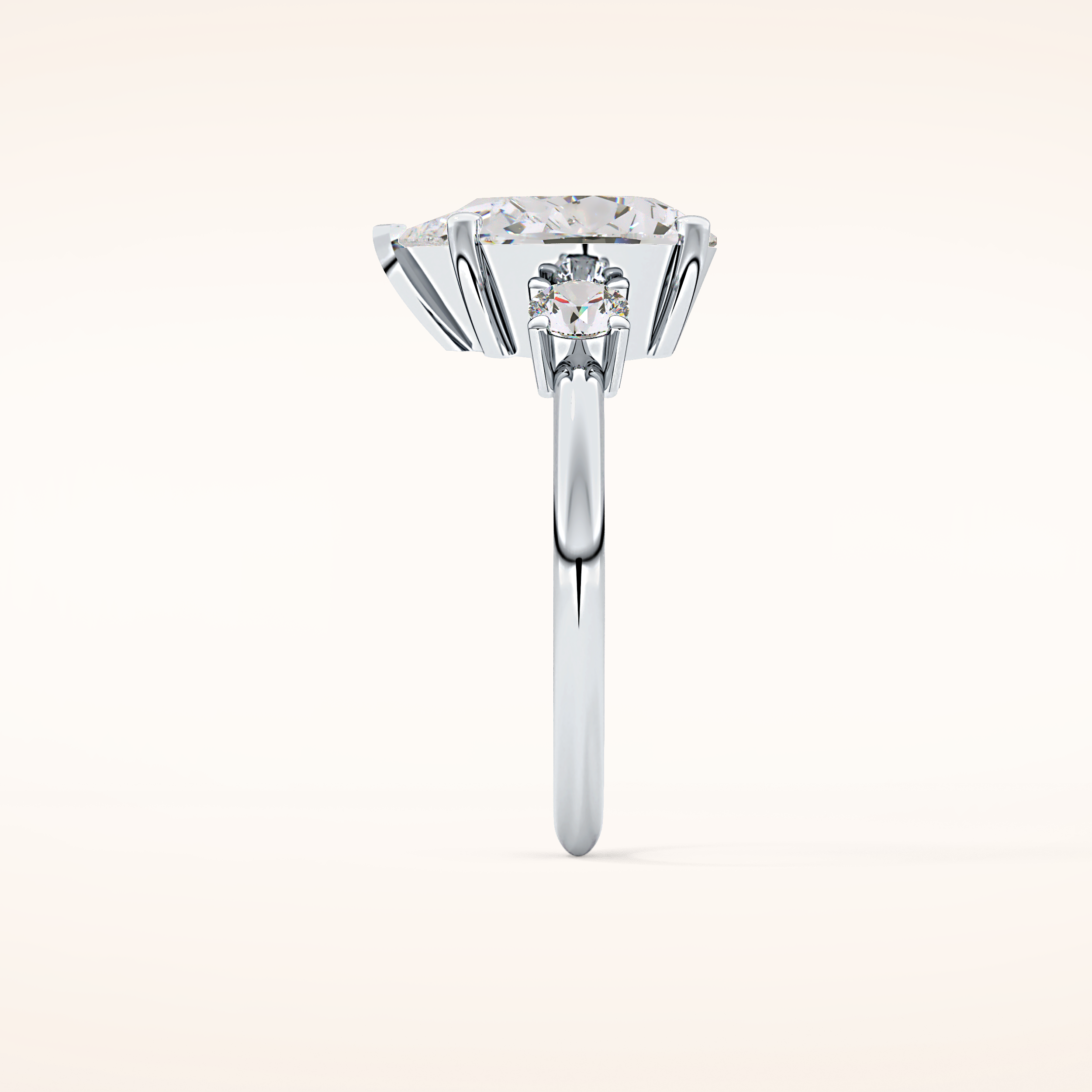 2.84 CT Pear Shaped Three Stone Moissanite Engagement Ring