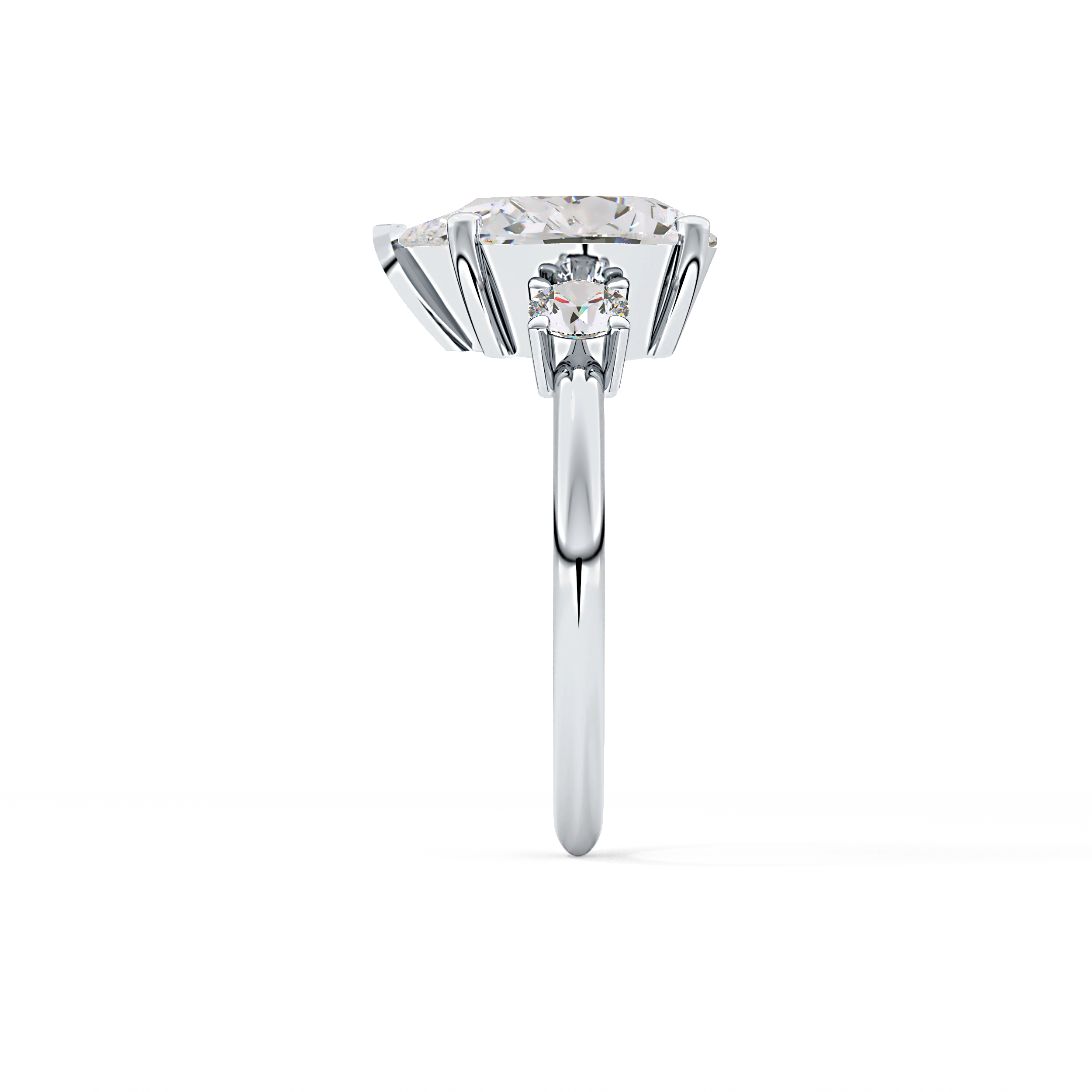 Pear Three Stone Lab Grown Diamond Engagement Ring