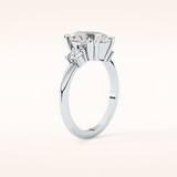 2.84 CT Pear Shaped Three Stone Moissanite Engagement Ring