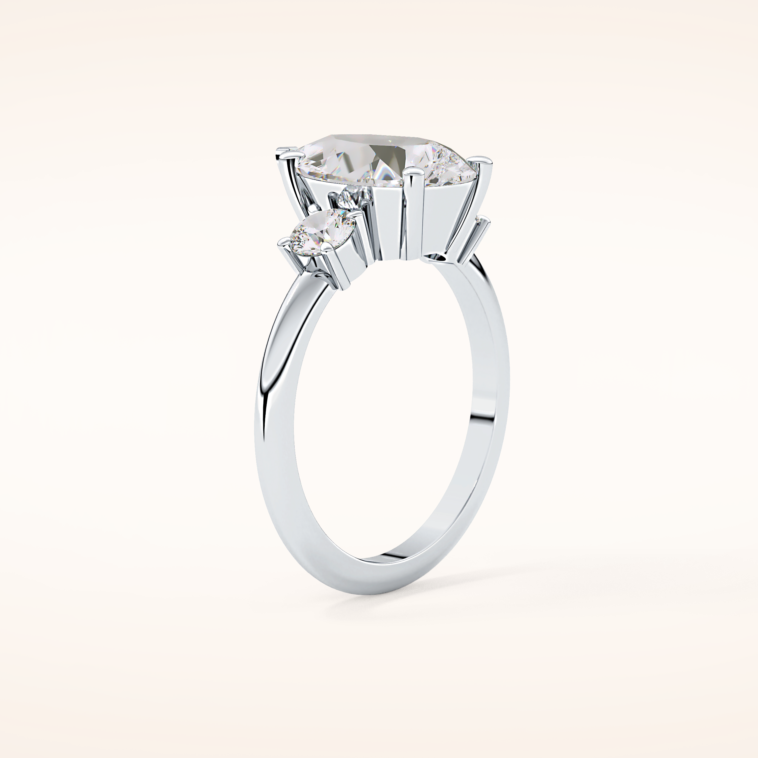 2.84 CT Pear Shaped Three Stone Moissanite Engagement Ring
