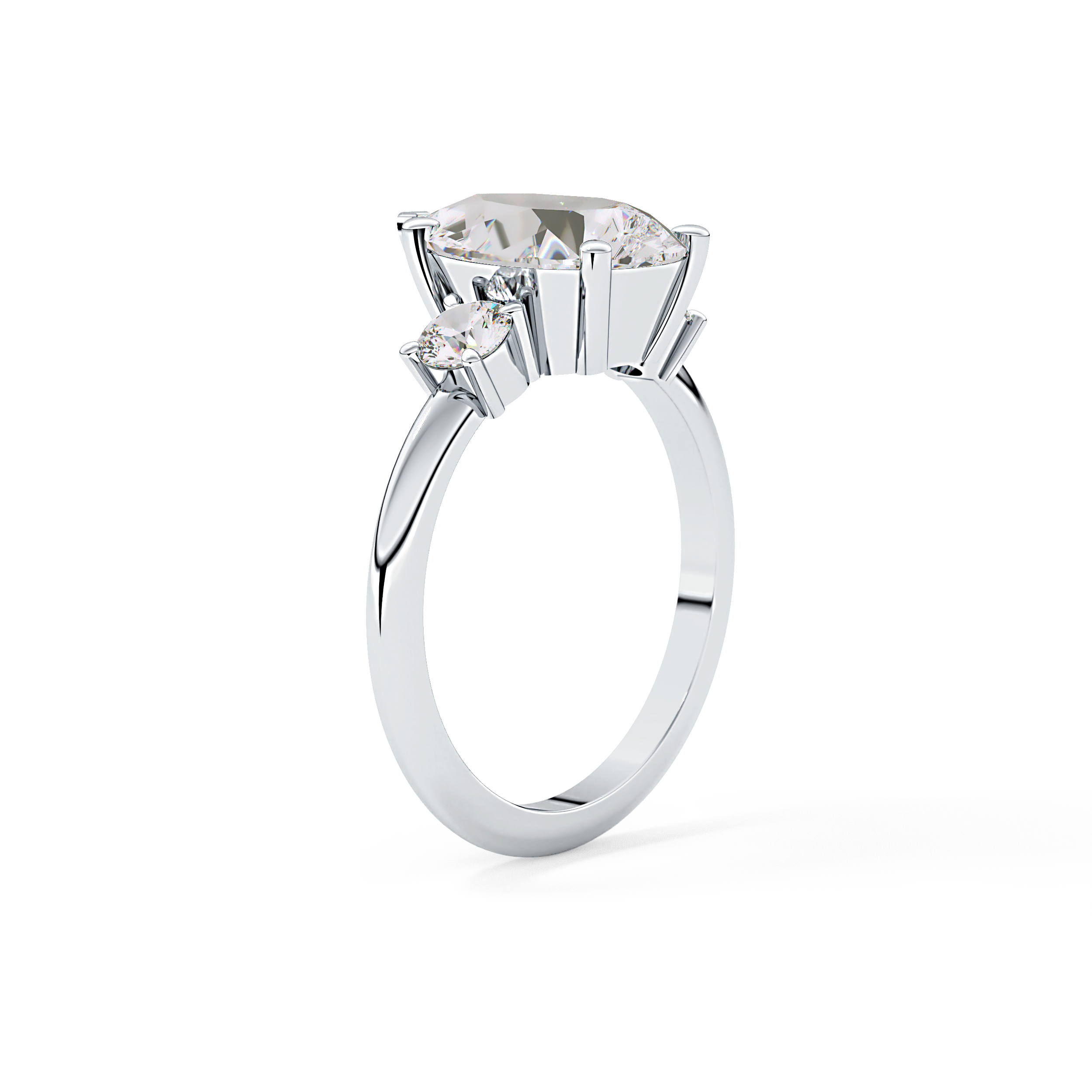 Pear Three Stone Lab Grown Diamond Engagement Ring