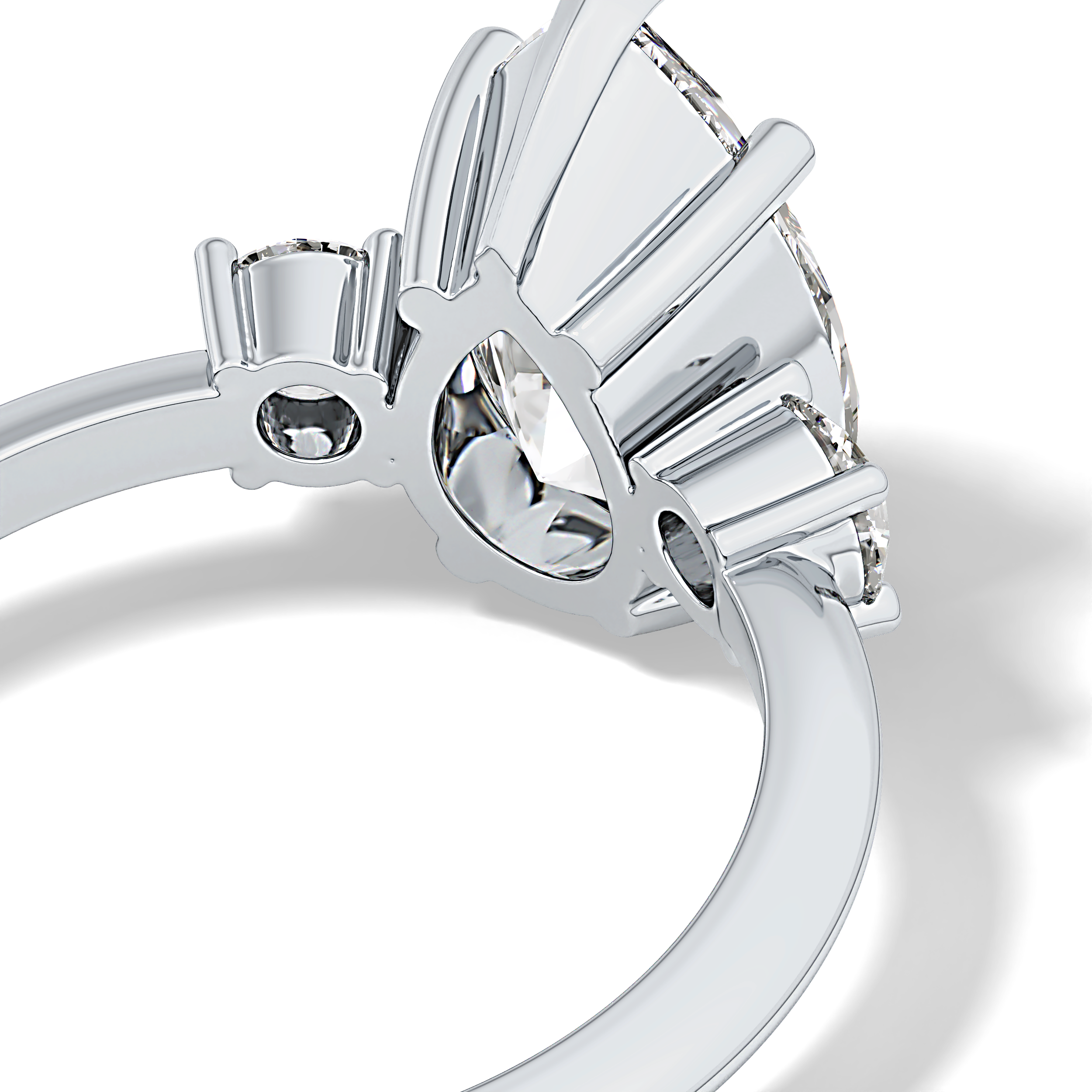 Pear Three Stone Lab Grown Diamond Engagement Ring