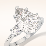 2.84 CT Pear Shaped Three Stone Moissanite Engagement Ring