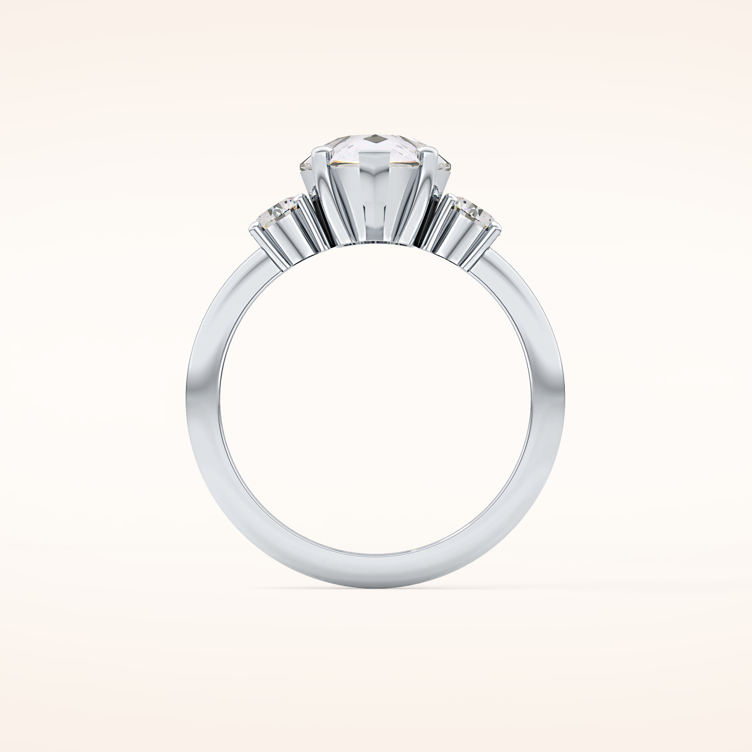 2.84 CT Pear Shaped Three Stone Moissanite Engagement Ring