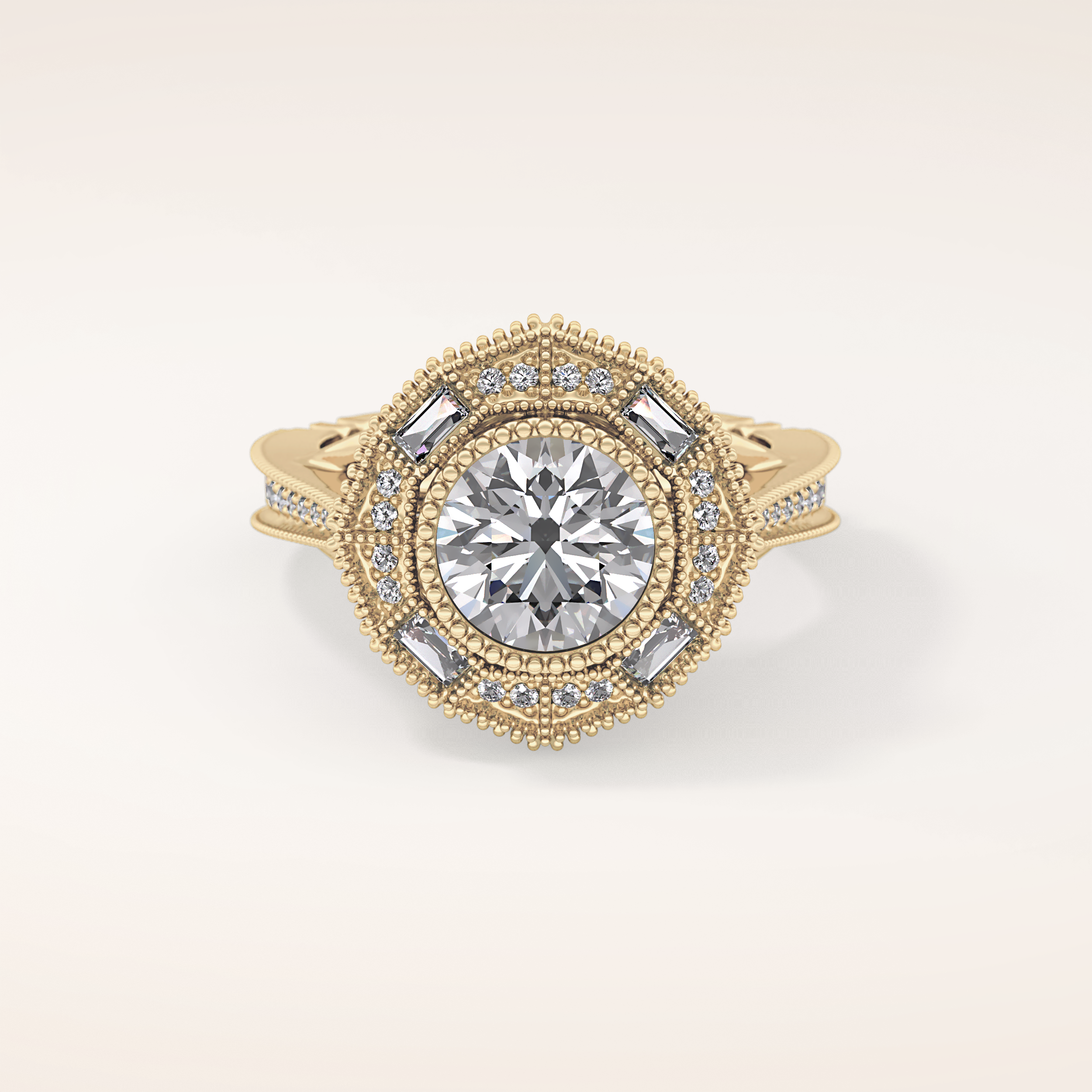 3.29 CT Round Shaped Cluster Moissanite Engagement Ring