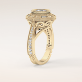 3.29 CT Round Shaped Cluster Moissanite Engagement Ring