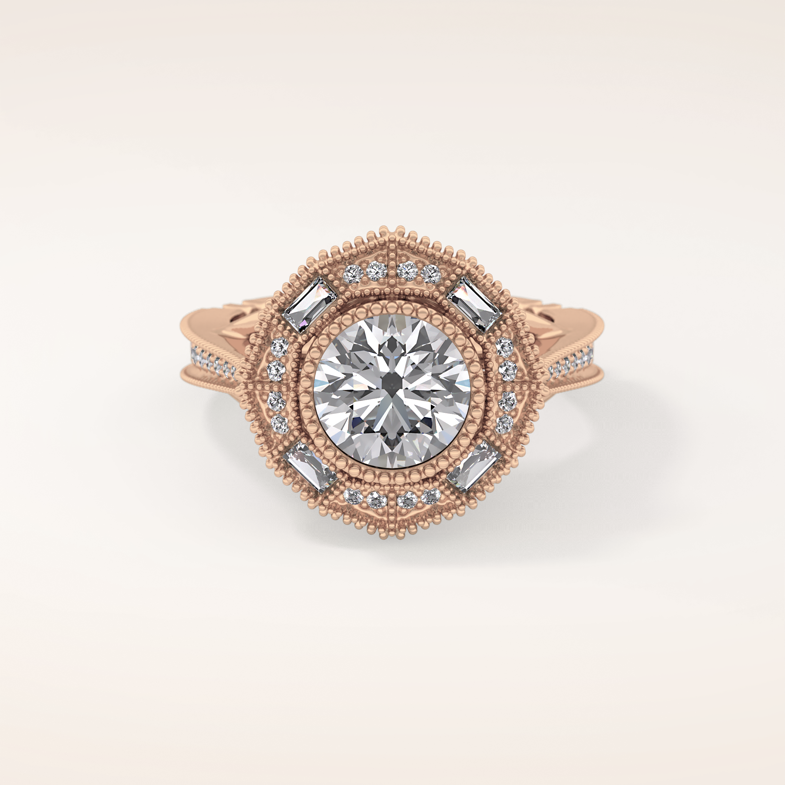 3.29 CT Round Shaped Cluster Moissanite Engagement Ring