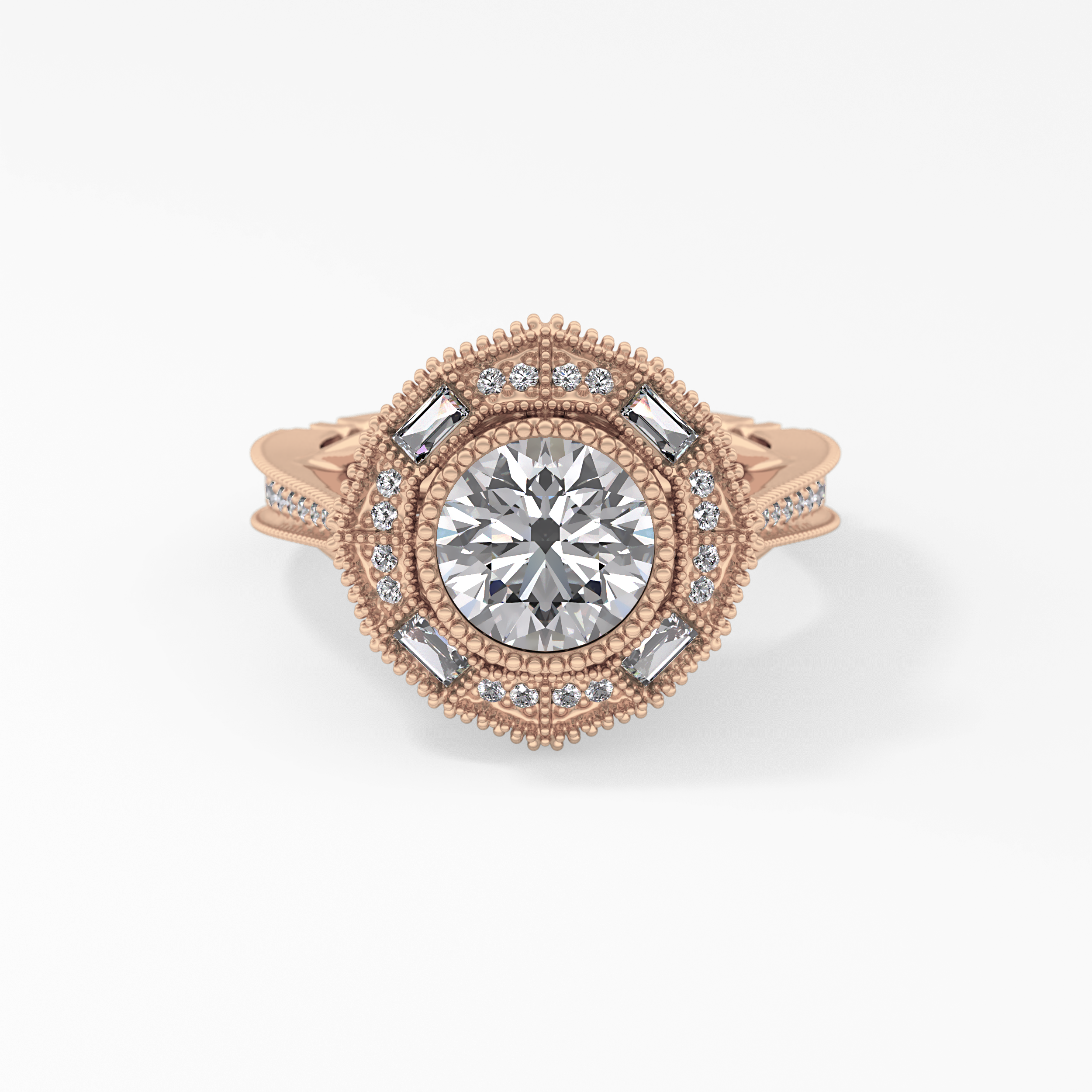 Round Cluster Lab Grown Diamond Engagement Ring