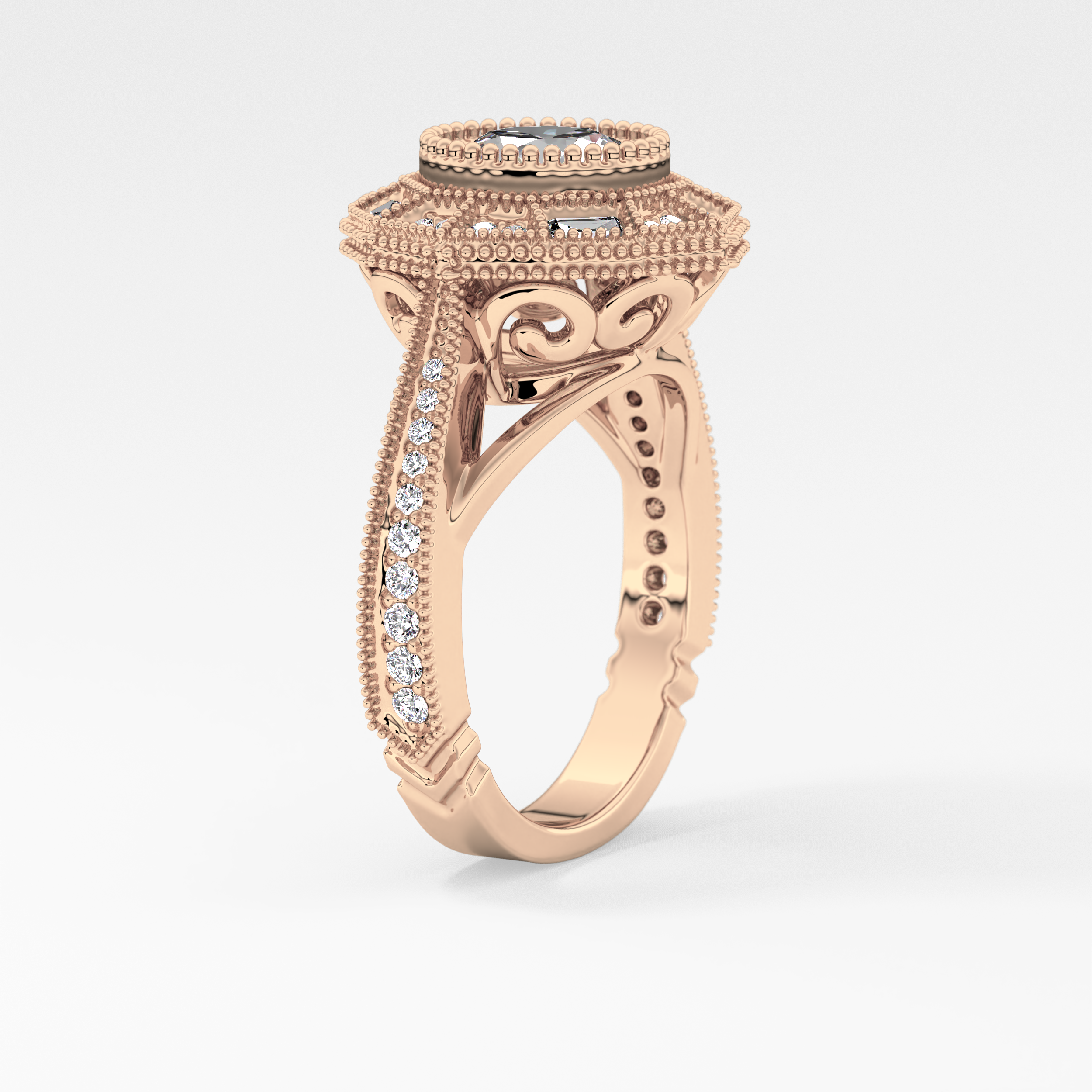 Round Cluster Lab Grown Diamond Engagement Ring