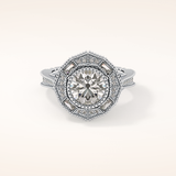 3.29 CT Round Shaped Cluster Moissanite Engagement Ring