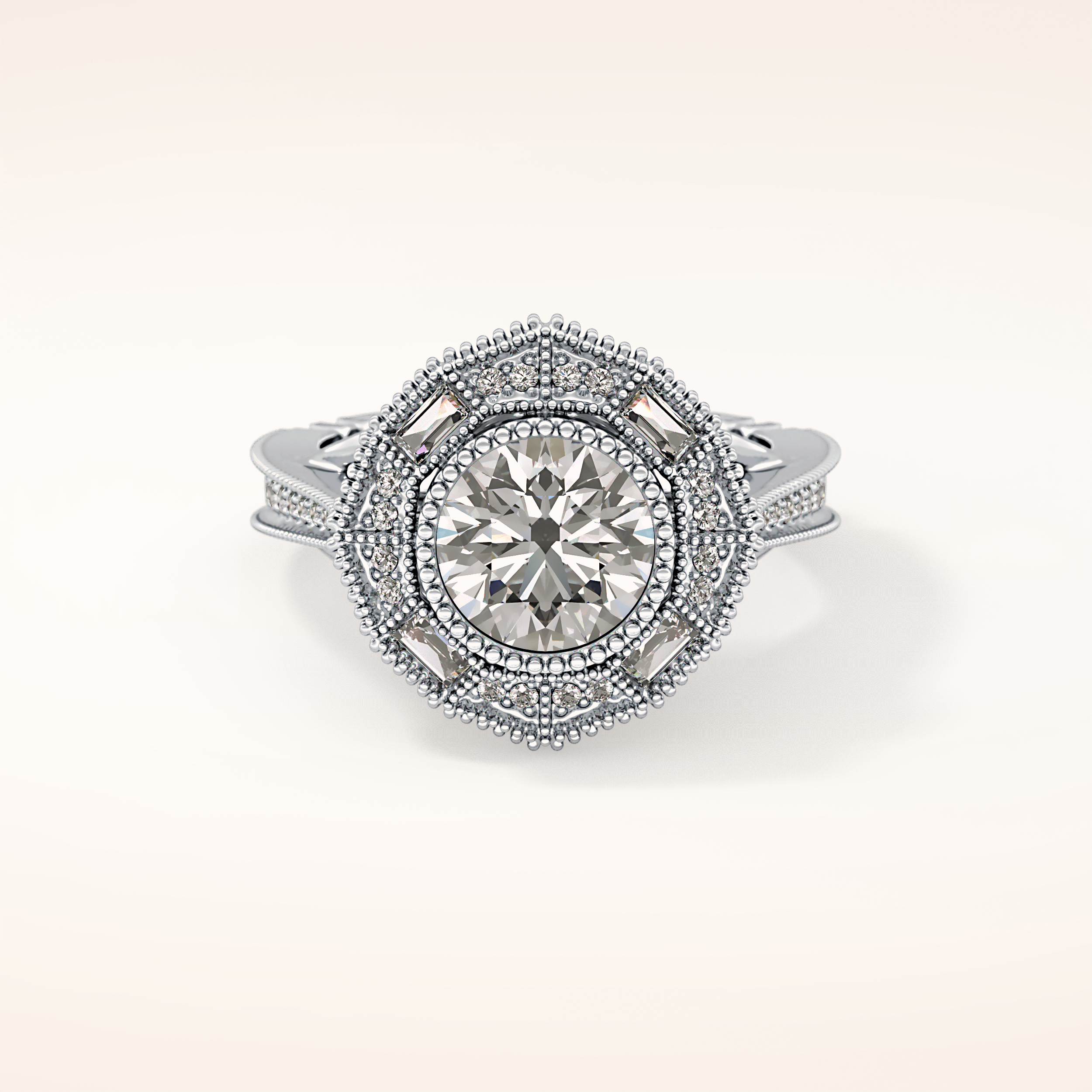 3.29 CT Round Shaped Cluster Moissanite Engagement Ring