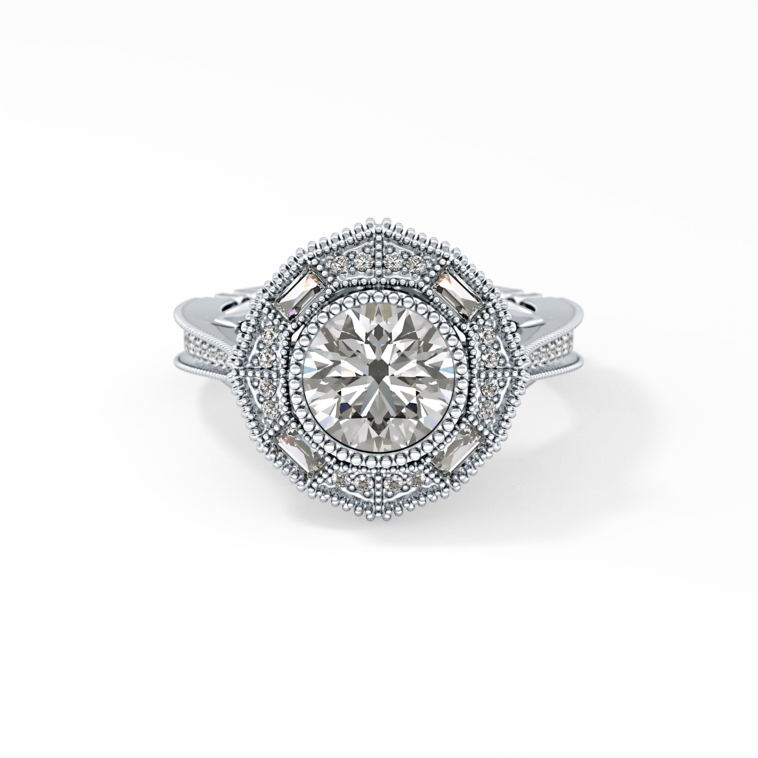 Round Cluster Lab Grown Diamond Engagement Ring