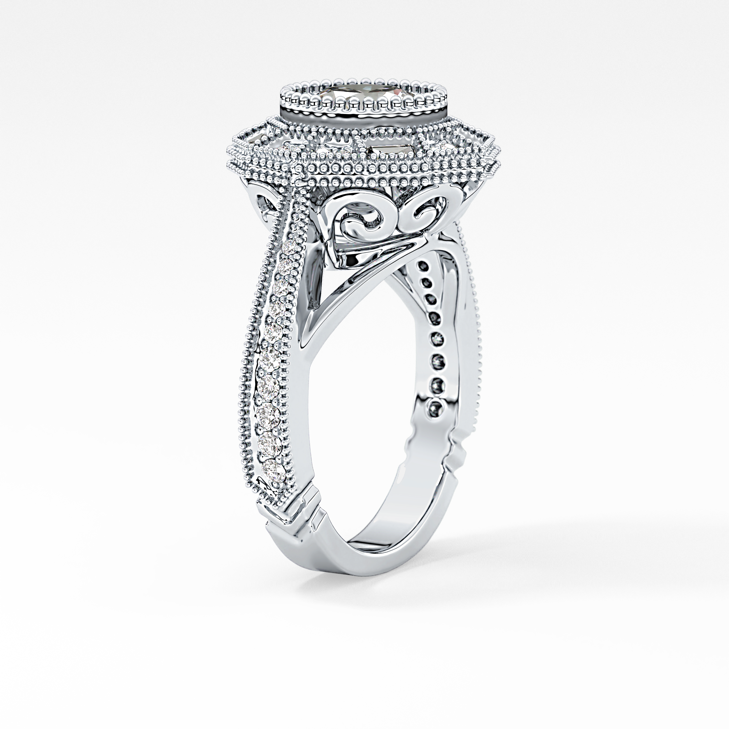 Round Cluster Lab Grown Diamond Engagement Ring