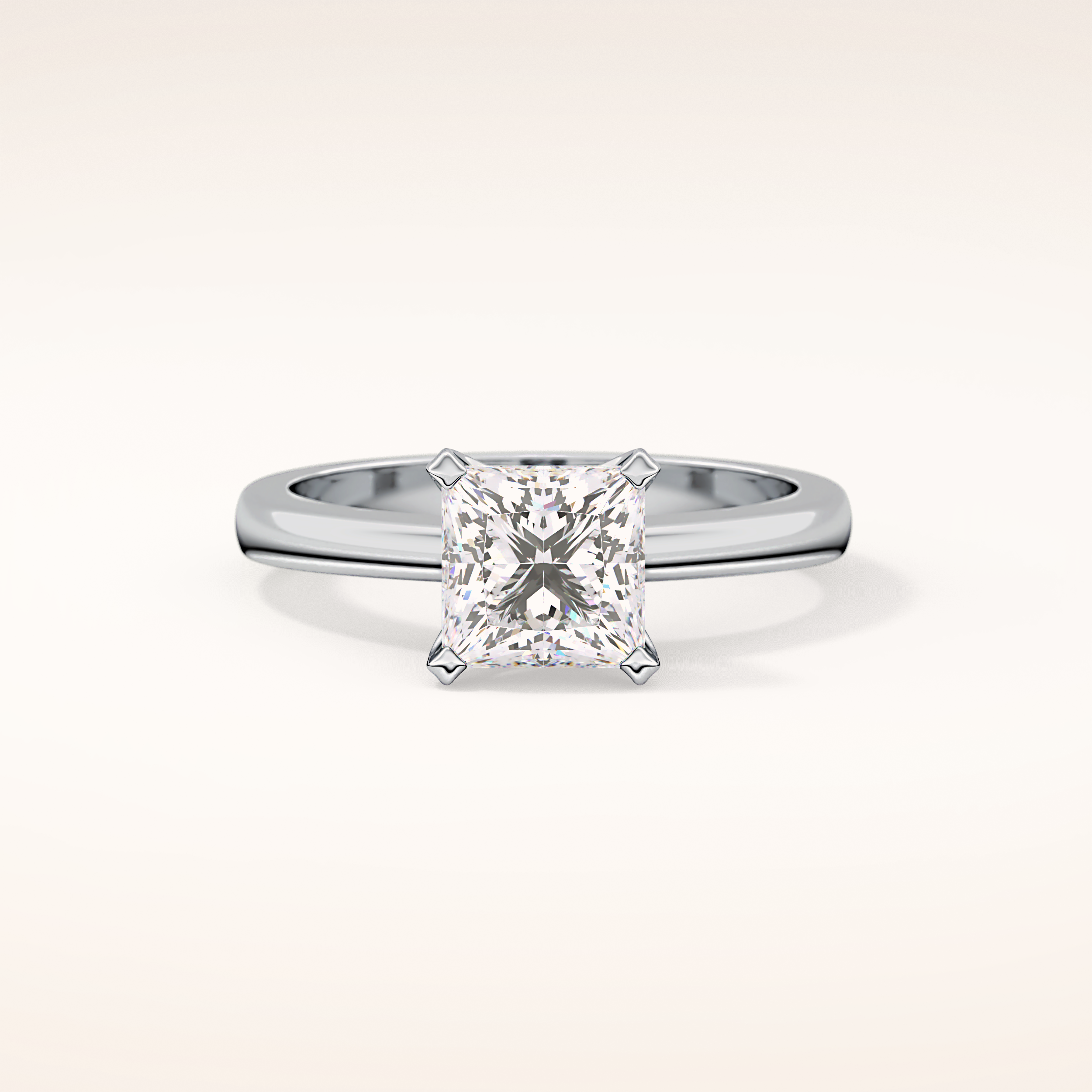 1.72 CT Princess Shaped Solitaire Moissanite Engagement Ring