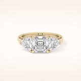 1.78 CT Emerald Shaped Three Stone Moissanite Engagement Ring