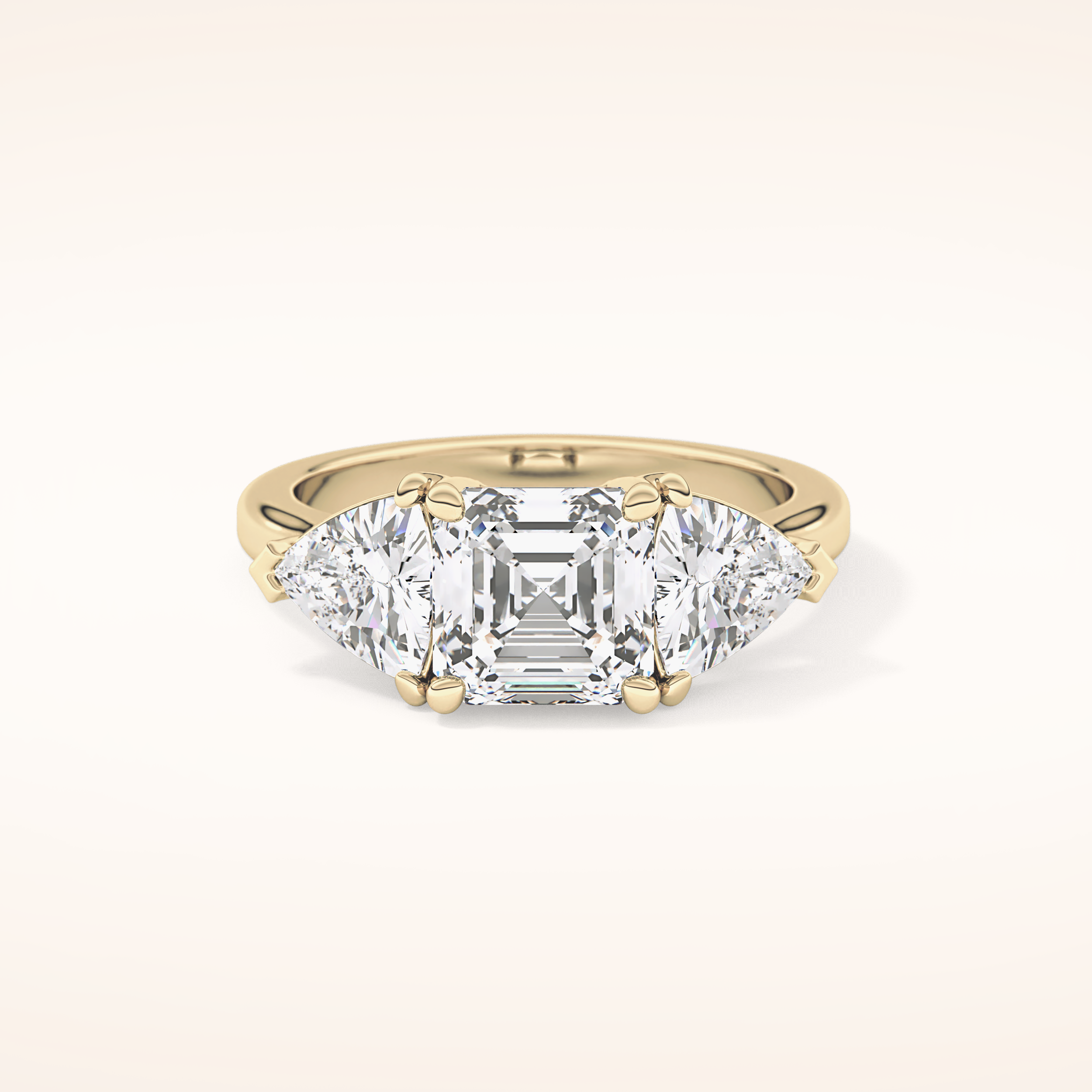 1.78 CT Emerald Shaped Three Stone Moissanite Engagement Ring