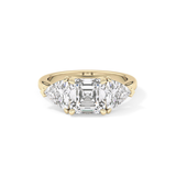 Emerald Three Stone Lab Grown Diamond Engagement Ring