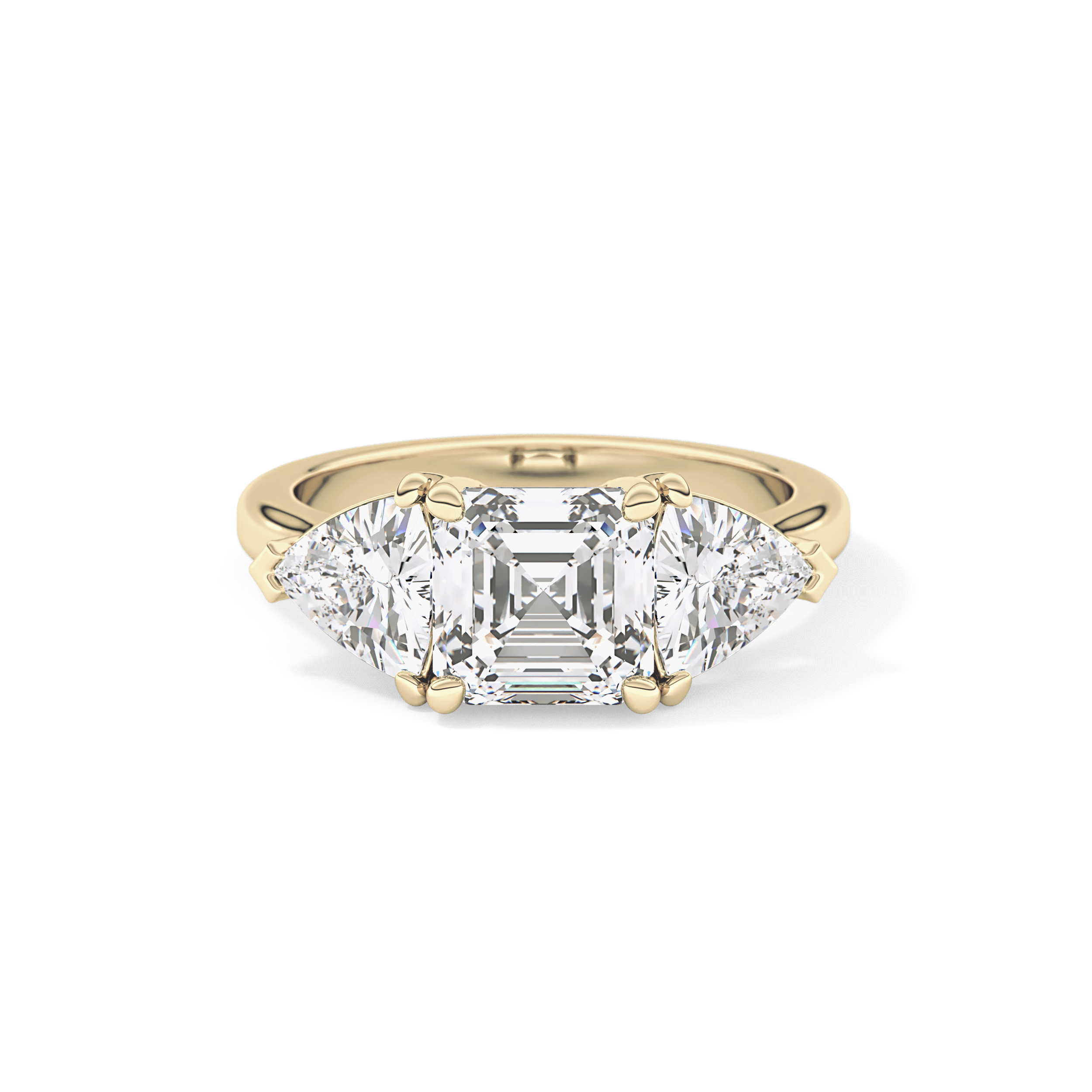 Emerald Three Stone Lab Grown Diamond Engagement Ring