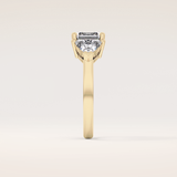 1.78 CT Emerald Shaped Three Stone Moissanite Engagement Ring