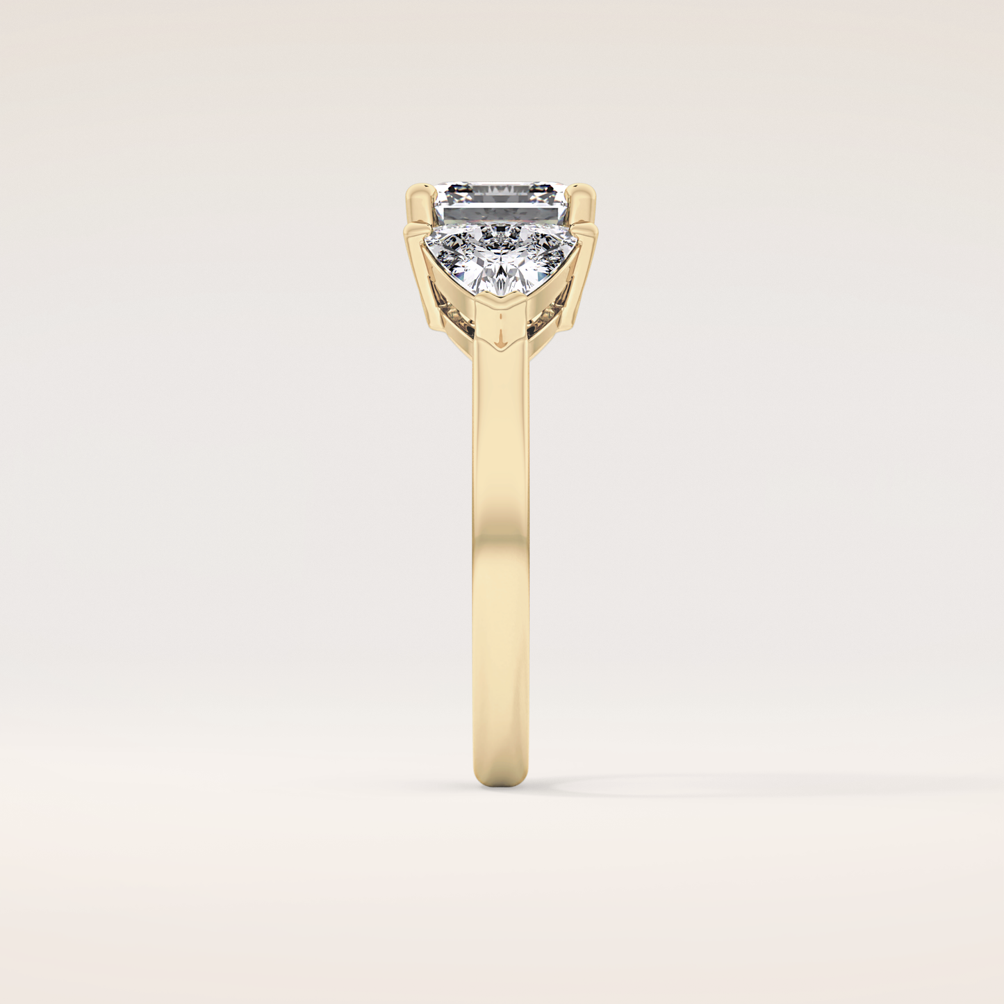 1.78 CT Emerald Shaped Three Stone Moissanite Engagement Ring