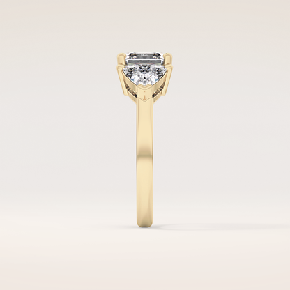 1.78 CT Emerald Shaped Three Stone Moissanite Engagement Ring