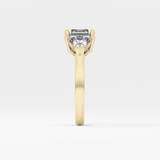 Emerald Three Stone Lab Grown Diamond Engagement Ring